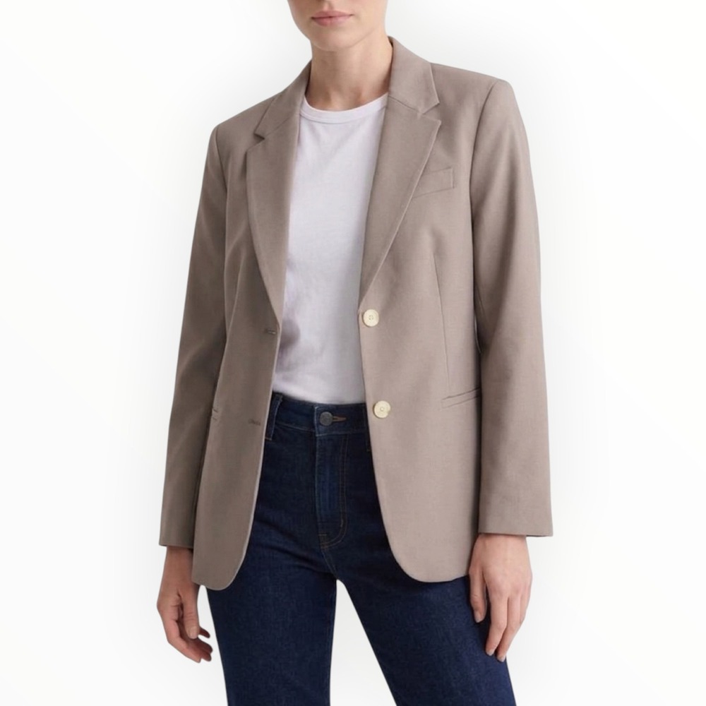 Babaton Blazer Women 6 Taupe Two Button Tailored Professional Lined